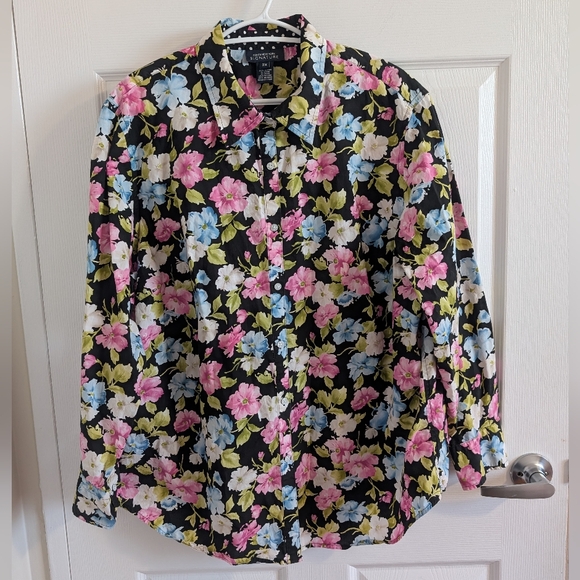 Jones New YorkJon Signature Women's Floral Button-Up Shirt, Size 2X, 100% Cotton - Picture 1 of 7